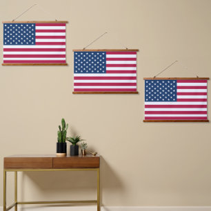 Amerikanische Flagge Wandteppich Mit Holzrahmen