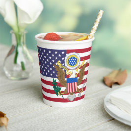 Amerikanische Flagge & Wappen, Vereinigte Staaten Pappbecher