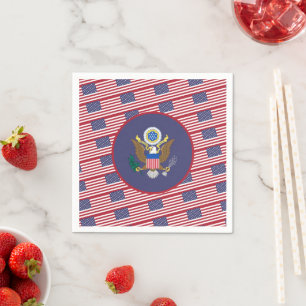 Amerikanische Flagge & Wappen, Vereinigte Staaten Serviette