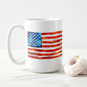 Amerikanische Flagge Wasserfarbenmalerei Künstleri Kaffeetasse