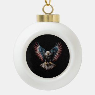 Amerikanische Flagge Weißkopfseeadler 4. Juli USA Keramik Kugel-Ornament