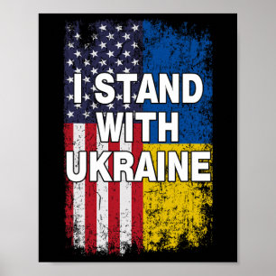 Amerikanische Flagge Wir unterstützen die Ukraine- Poster