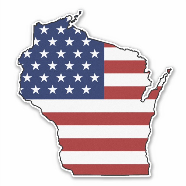 Amerikanische Flagge Wisconsin Aufkleber (Vorderseite)