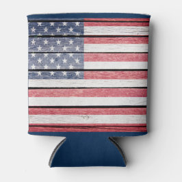 Amerikanische Flagge "Wood Image" kann kühler werd Dosenkühler