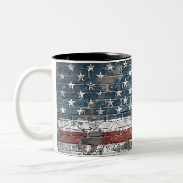 Amerikanische Flagge Zweifarbige Tasse (Links)