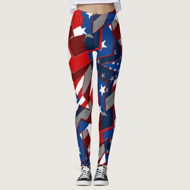 Amerikanische Flaggen Abstrakte Muster-Leggings Leggings (Vorderseite)