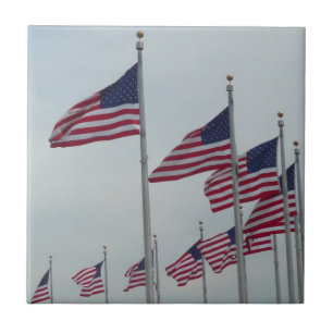 Amerikanische Flaggen am Washington Monument Fliese