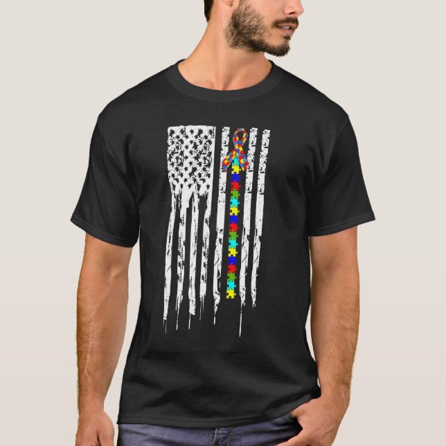 Amerikanische Flaggen-beunruhigtes T-Shirt (Vorderseite)