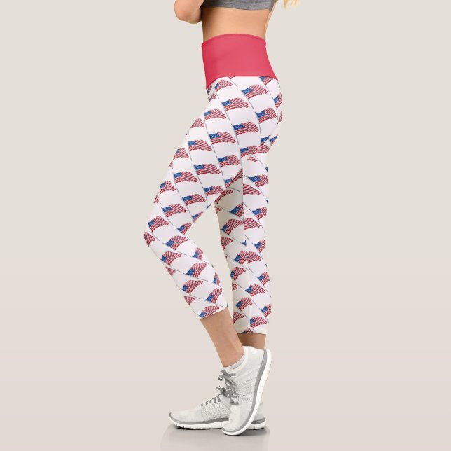 Amerikanische Flaggen Capri Leggings (Links)