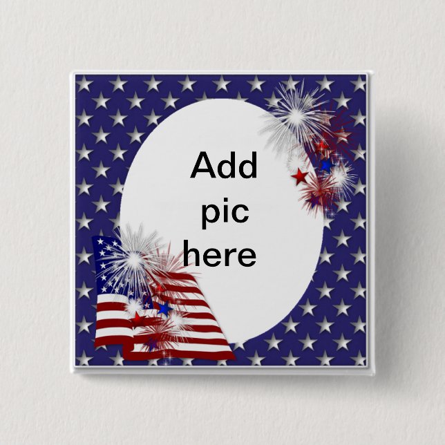 Amerikanische Flaggen-Foto-Rahmen Button (Vorderseite)