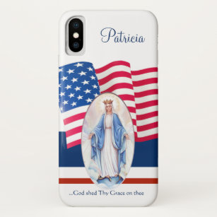 Amerikanische Flaggen-gesegnete Jungfrau Mary Case-Mate iPhone Hülle