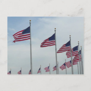 Amerikanische Flaggen im Washington Monument Postkarte