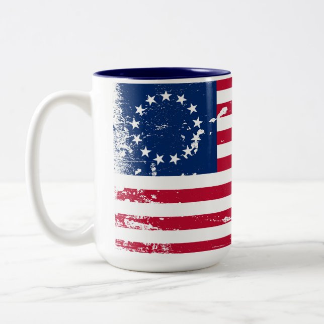 Amerikanische Flaggen-Kaffee-AmericanaTasse Zweifarbige Tasse (Links)