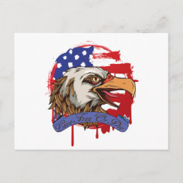 Amerikanische Flaggen-kahler Adler-lebhaftfreies Postkarte