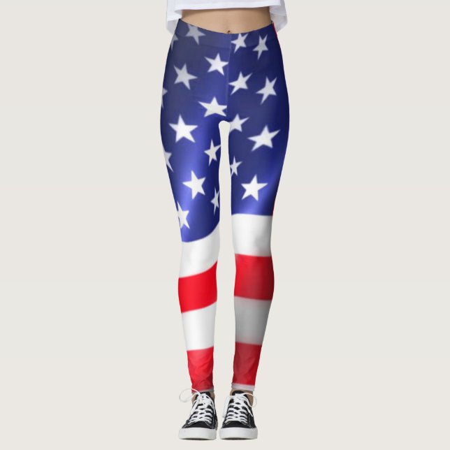 Amerikanische Flaggen-Leggings rot weiß und blau Leggings (Vorderseite)