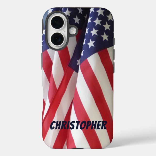 Amerikanische Flaggen, Personalisierter Name Case-Mate iPhone Hülle (Rückseite)