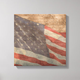 Amerikanische Flaggen-Quadrat-Leinwand-Wand-Dekor Leinwanddruck