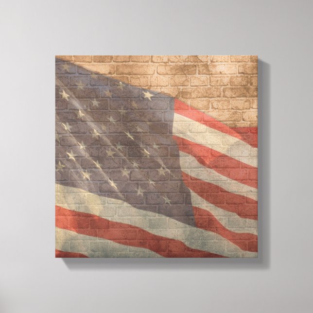 Amerikanische Flaggen-Quadrat-Leinwand-Wand-Dekor Leinwanddruck (Vorderseite)
