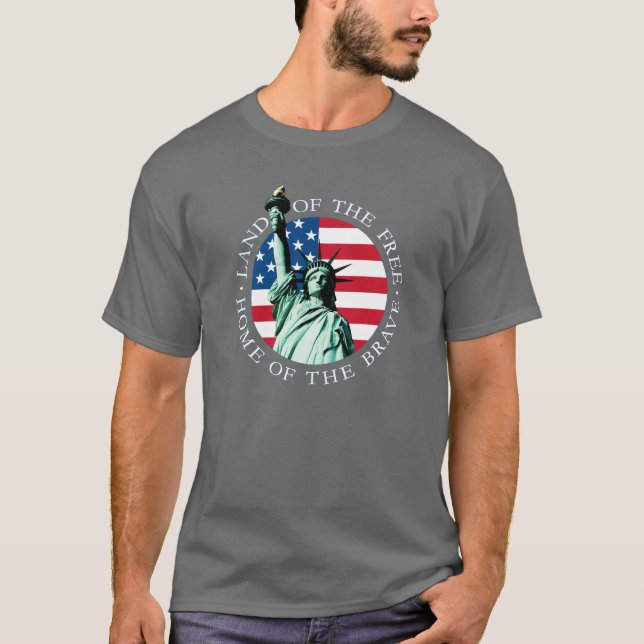 Amerikanische Flaggen-Statue-Freiheits-T-Shirt T-Shirt (Vorderseite)
