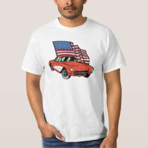 Amerikanische Flaggen-Vintager Muskel-Auto-Wert-T T-Shirt