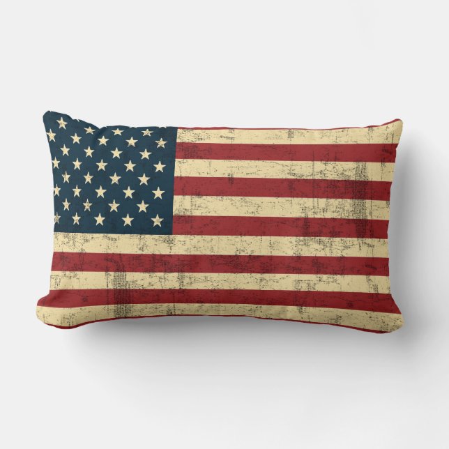Amerikanische Flaggen-Vintages beunruhigt Lendenkissen (Vorderseite)