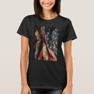 Amerikanische Flaggen-Waving-Fabric-Design-Frauen T-Shirt