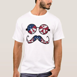 Amerikanische Flaggenbrille und Schnurrbart T-Shirt