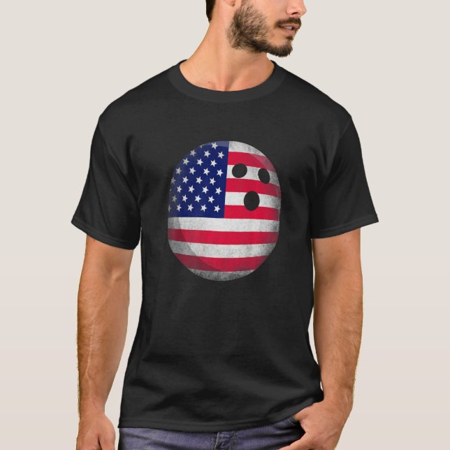 Amerikanische Flaggenfamilie Bowling Patriotic 4.  T-Shirt (Vorderseite)