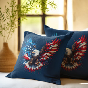 Amerikanische Flaggenfarben mit Adler-Bold Kissen