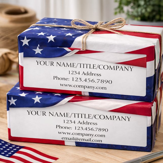 Amerikanische Flaggenfirma Name Shipping Labels (Von Creator hochgeladen)