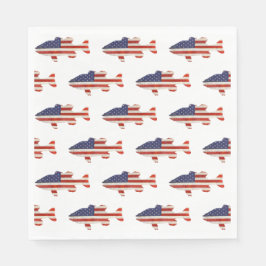 Amerikanische Flaggenfischerei auf Weiß Serviette