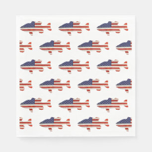 Amerikanische Flaggenfischerei auf Weiß Serviette