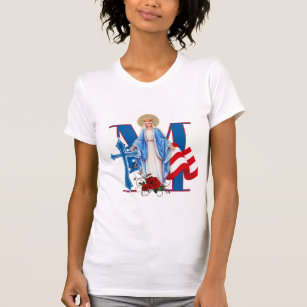 AMERIKANISCHE FLAGGENFLAGGE JUNGFRAU MARIA RELIGIÖ T-Shirt
