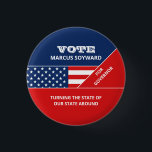 Amerikanische Flaggengestaltung, politische Wahlka Button<br><div class="desc">American Flag Design,  Political Campaign Advertising Abzeichen by The Business Card Store.</div>