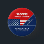 Amerikanische Flaggengestaltung, politische Wahlka Button<br><div class="desc">American Flag Design,  Political Campaign Advertising Abzeichen by The Business Card Store.</div>