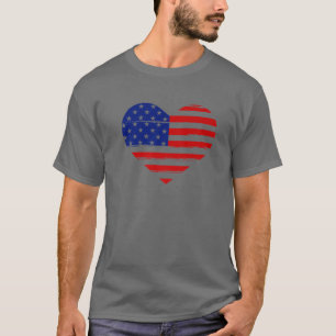 Amerikanische Flaggenherz gestapelt gestresst Vint T-Shirt