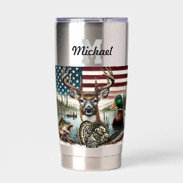 Amerikanische Flaggenjagd und Fischerei Thermobecher