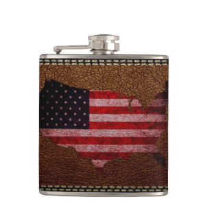 Amerikanische Flaggenkarte Flachmann
