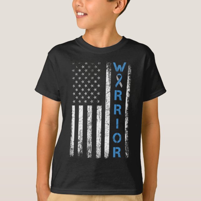 Amerikanische Flaggenkrieger - Typ 1 Diabetes Awar T-Shirt (Vorderseite)