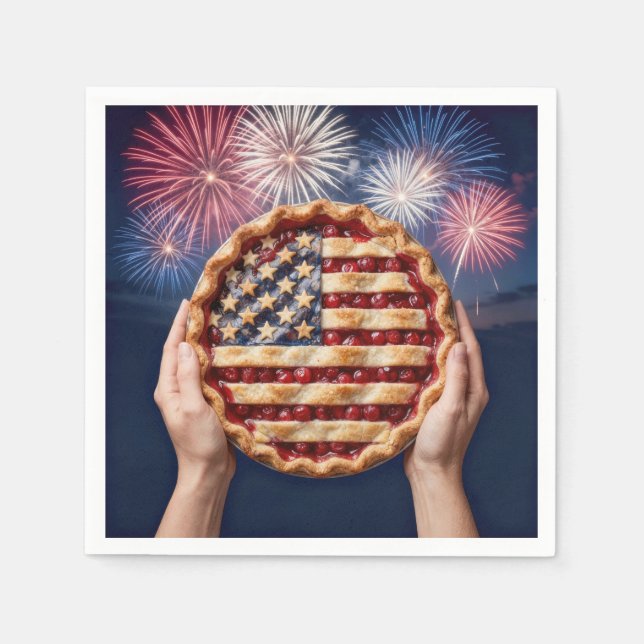 Amerikanische Flaggenkruste auf einem Kirschkuchen Serviette (Vorderseite)