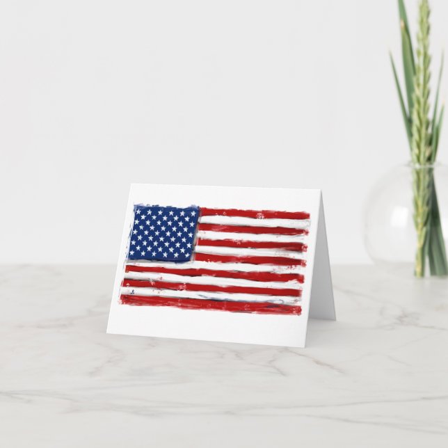 Amerikanische Flaggenkunst patriotische Blankokart Dankeskarte (Vorderseite)