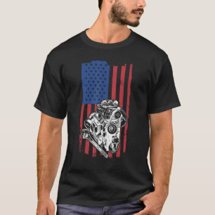 Amerikanische Flaggenmechanik für Auto C T-Shirt