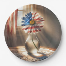 Amerikanische Flaggensicke in Glasvase