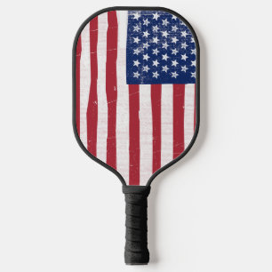 Amerikanische Flaggenstall-Malerei Vintages rustik Pickleball Schläger