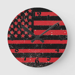 Amerikanische Flaggenuhr Runde Wanduhr
