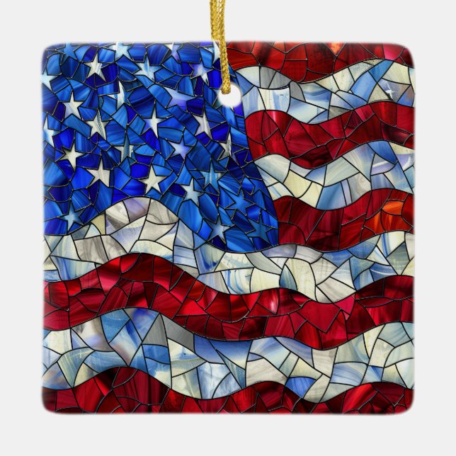 Amerikanische Flaggenverkleidung Keramikornament (Vorderseite)