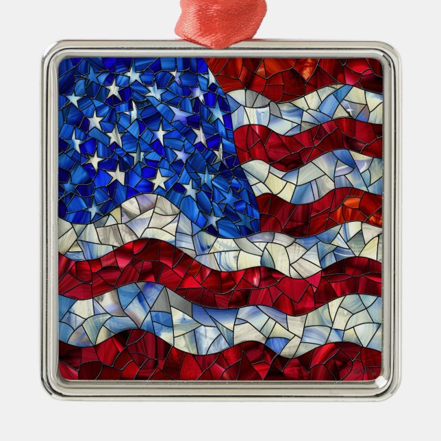 Amerikanische Flaggenverkleidung Ornament Aus Metall (Vorne)