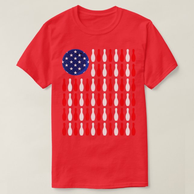 Amerikanische FlaggePatriotic Bowler Bowling T-Shirt (Design vorne)