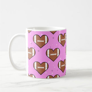Amerikanische Footballball-Textur in Herzform Kaffeetasse