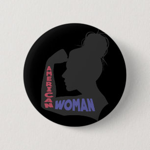 Amerikanische Frau dunkelgrau Button